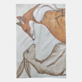 Serviette de thé Fox et lièvre / Serviette de cuis