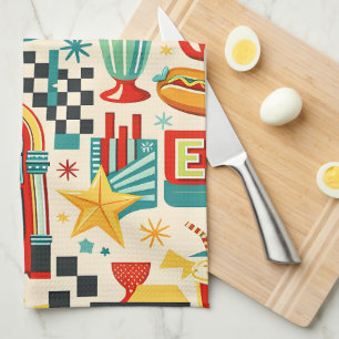 Serviette de thé géométrique abstraite de diner ré