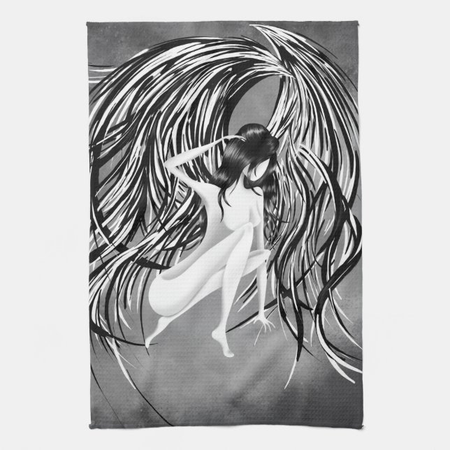Serviette de thé gris ange céleste (Vertical)