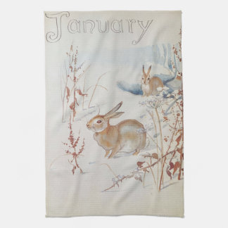 Serviette de thé Nature Notes, janvier par Edith H