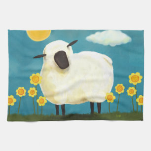 Serviette de thé pelucheuse de moutons et de