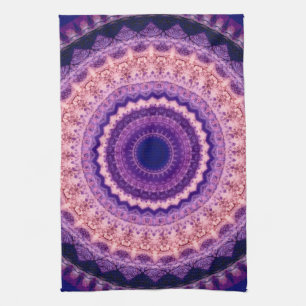 Serviette de thé pourpre de cuisine de mandala de