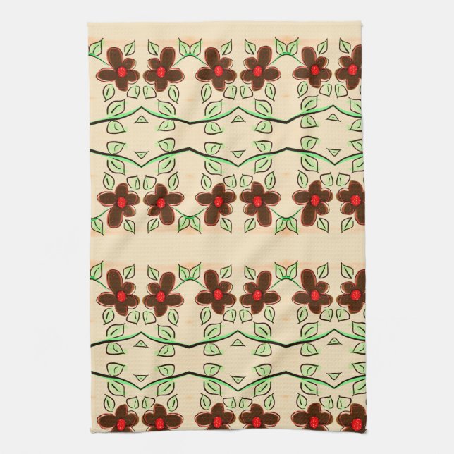 Serviette De Thé Rouge Et Chocolat Brown (Vertical)