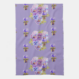 Serviette de thé Shabby Chic Purple Pansy Floral