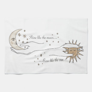Serviette de thé Soleil, Lune et étoiles