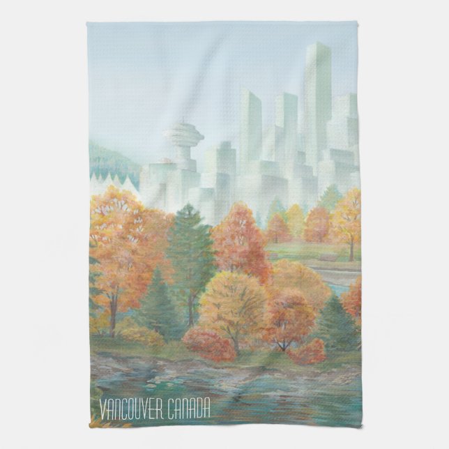 Serviette de thé souvenir personnalisée Vancouver (Vertical)