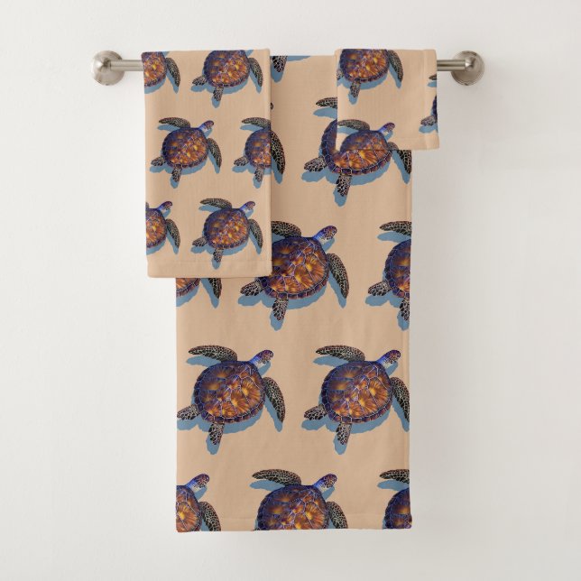 Serviette de tortue de mer (En situation)