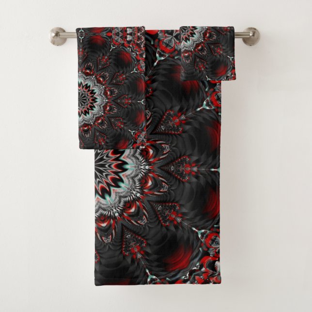 Serviette Décorative Rouge Gris (En situation)