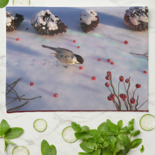 Serviette d'hiver en chickadee