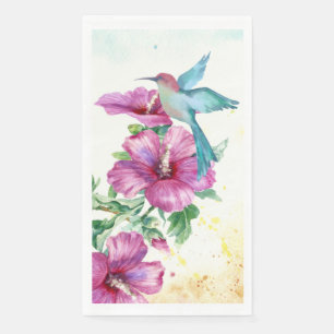 Serviette d'hôte en papier d'aquarelle de colibri 