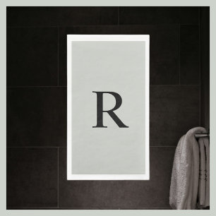 Serviette d'hôte en papier monogramme gris et noir