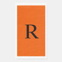 Serviette d'hôte en papier monogramme orange et no