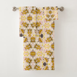 Serviette d'impression en fleurs jaunes dorées