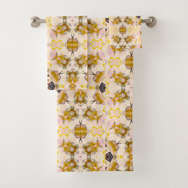Serviette d'impression en fleurs jaunes dorées (En situation)