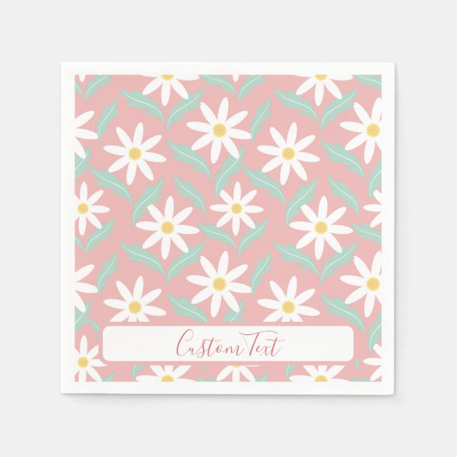 Serviette En Papier С hamomile rose Turquoise Fleur Feuilles Personnal (Devant)