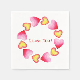 Serviette En Papier С te romantique Je t'aime Saint Valentin