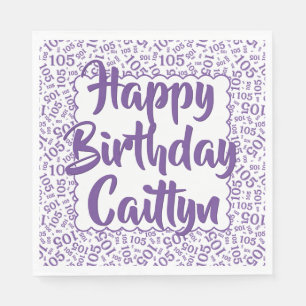 Serviette En Papier 05 Numéro d'anniversaire Motif pétoncles violet/bl
