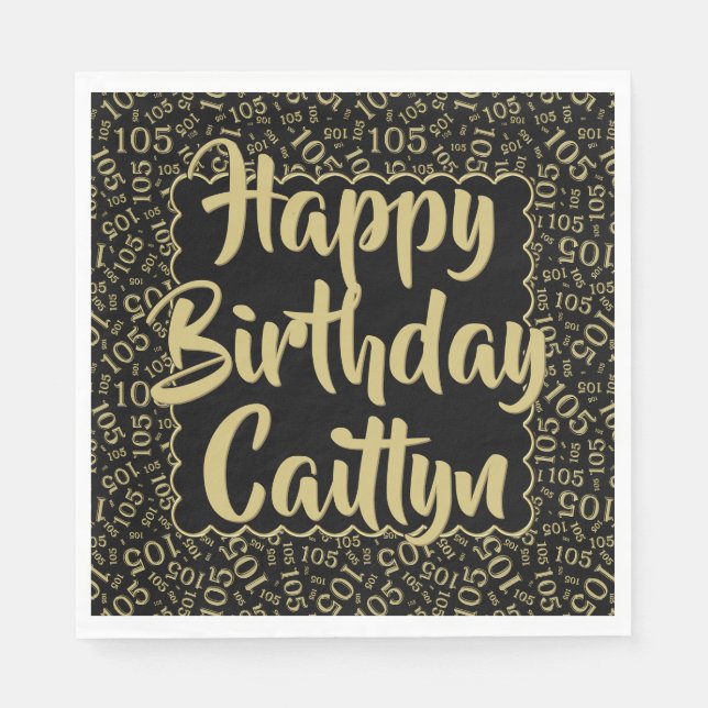 Serviette En Papier 05 Numéro d'anniversaire Motif St Jacques Or/Noir (Devant)