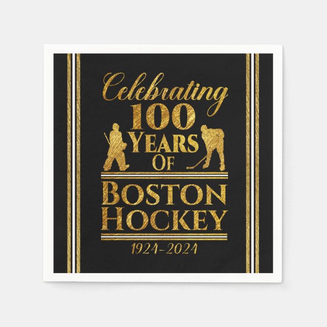 Serviette En Papier 100 Ans De Hockey À Boston (Devant)