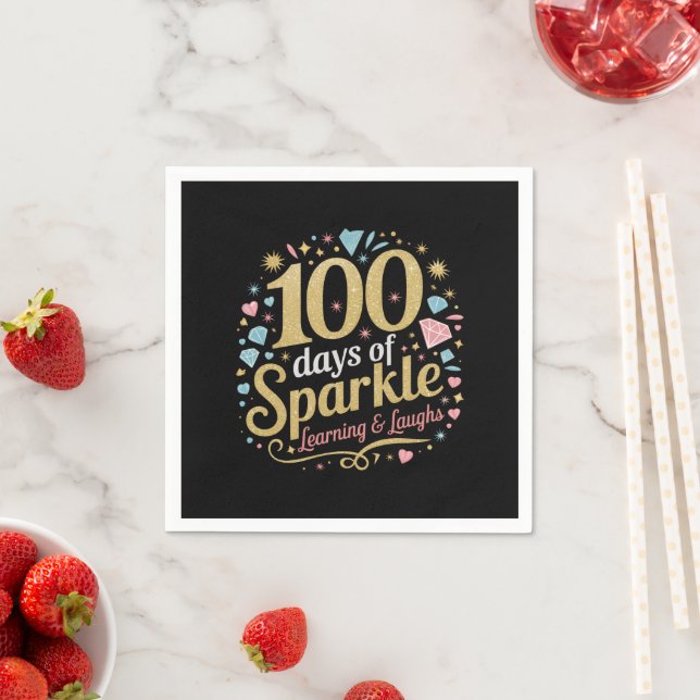 Serviette En Papier 100 Jours d'apprentissage et de rire (En situation)