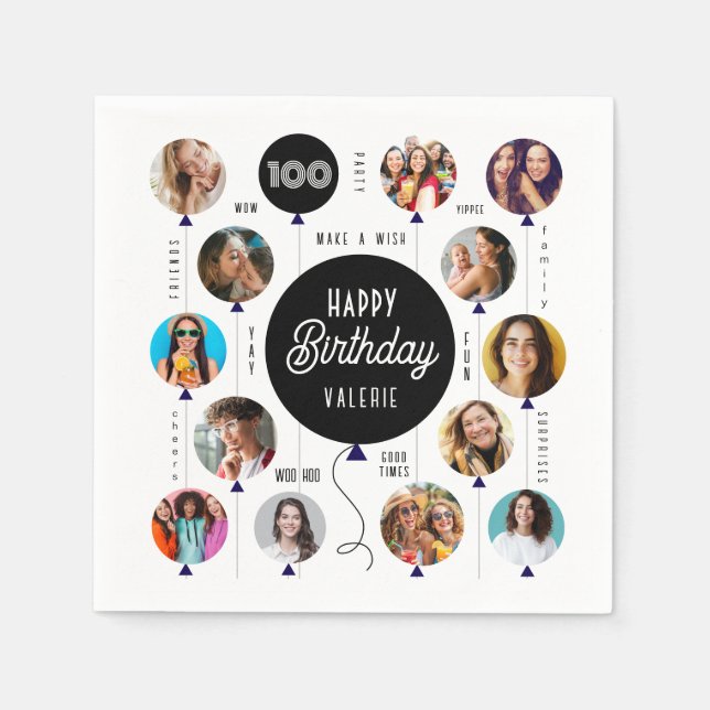 Serviette En Papier 100e anniversaire Ballons photo (Devant)