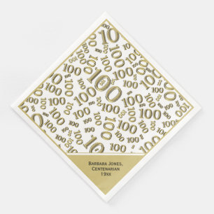 Serviette En Papier 100e anniversaire Centenarian Motif numéro or