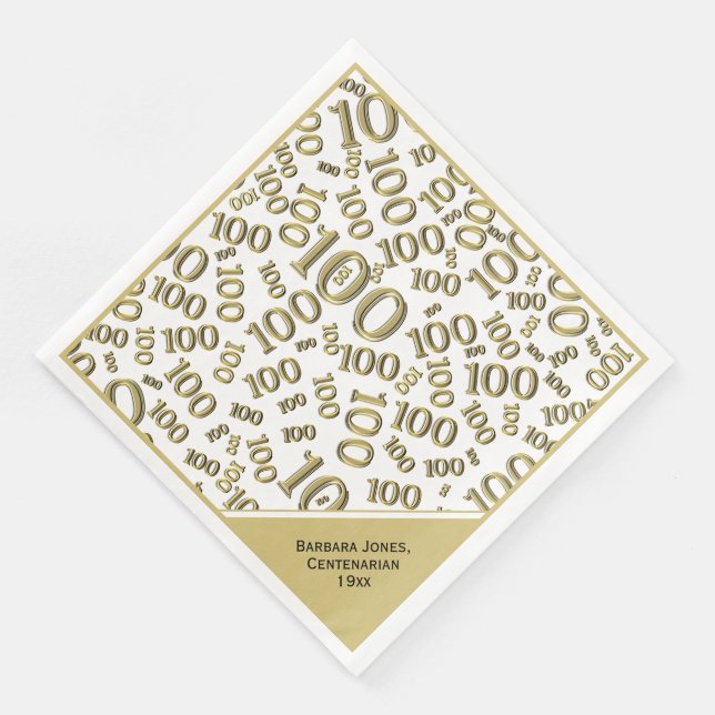 Serviette En Papier 100e anniversaire Centenarian Motif numéro or (Coin)