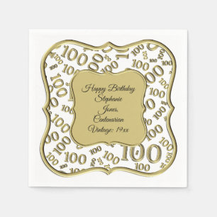 Serviette En Papier 100e anniversaire Centenarian Motif numéro or