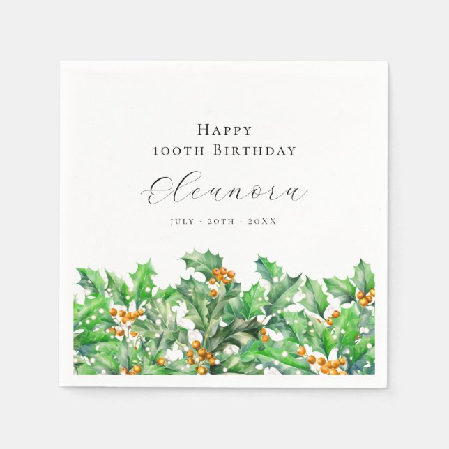 Serviette En Papier 100e anniversaire Décembre Fleur de naissance Holl (Devant)