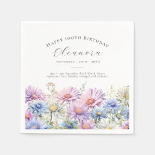 Serviette En Papier 100e anniversaire Fleur de naissance de septembre