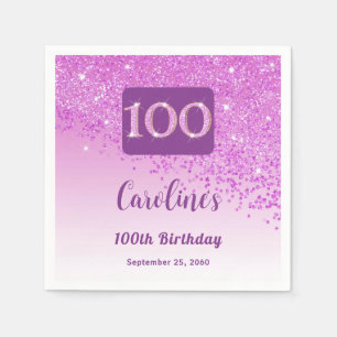 Serviette En Papier 100e anniversaire jolie Parties scintillant rose s