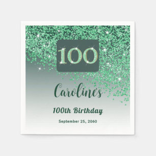Serviette En Papier 100e anniversaire Jolie Parties scintillant verte