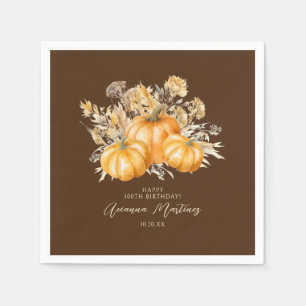 Serviette En Papier 100e Anniversaire Rustique Boho Citrouille Feuilla