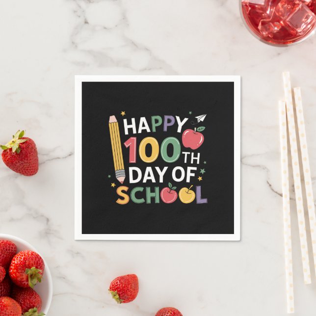 Serviette En Papier 100e Jour d'école enseignants heureux 100 jours (En situation)
