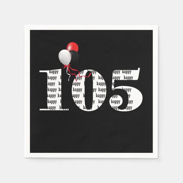 Serviette En Papier 105e anniversaire ballons de fête (Devant)