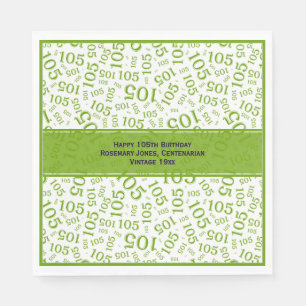 Serviette En Papier 105e anniversaire moderne Motif vert/blanc