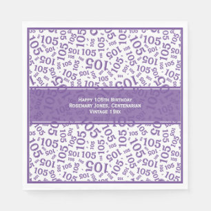 Serviette En Papier 105e anniversaire Numéro moderne Motif violet/blan