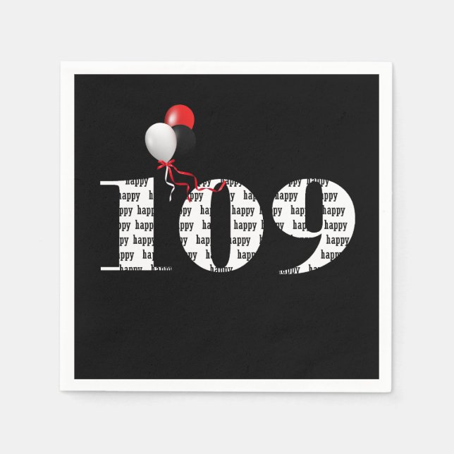 Serviette En Papier 109e anniversaire ballons de fête (Devant)