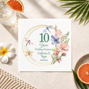 Serviette En Papier 10e anniversaire de mariage en étain Cadre floral