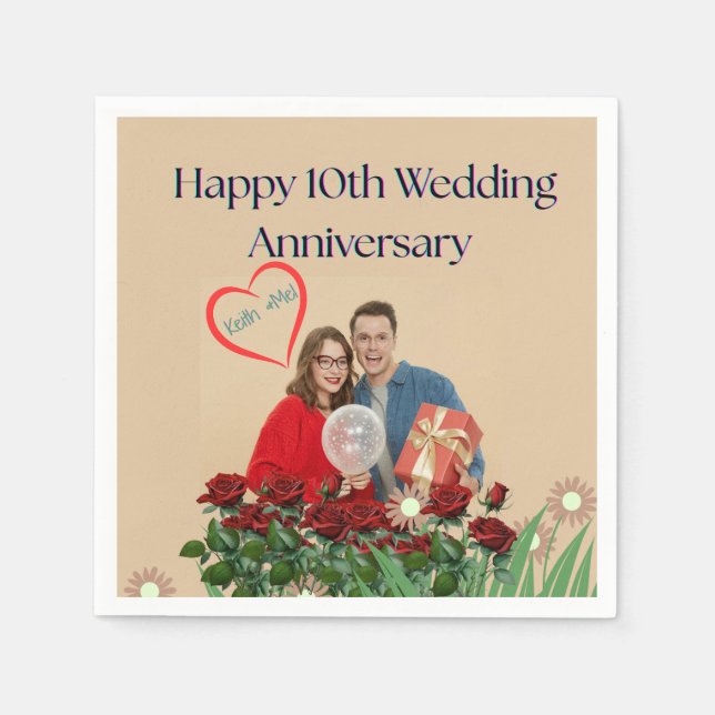 Serviette En Papier 10e anniversaire du Mariage (Devant)