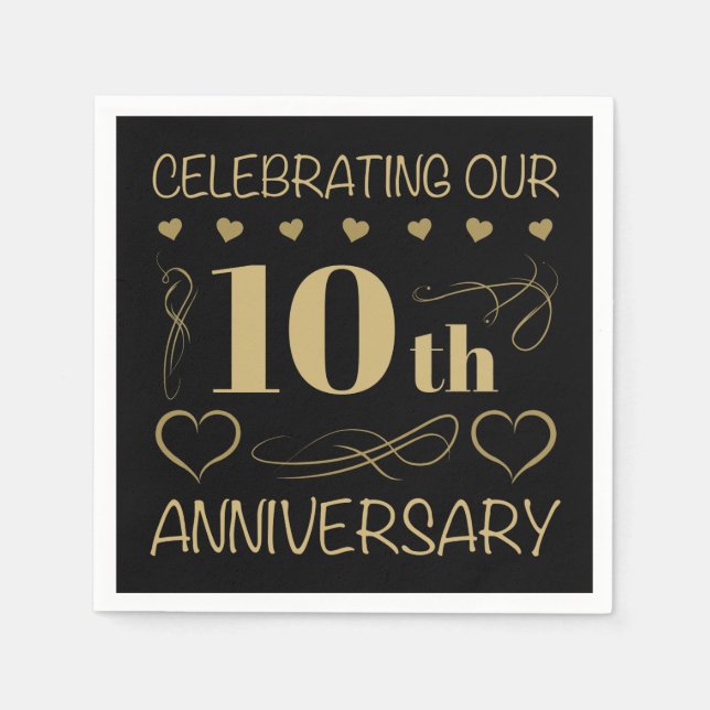 Serviette En Papier 10e anniversaire du Mariage (Devant)
