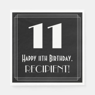 Serviette En Papier 11e anniversaire ~ Art Déco Inspiré Look "11", Nom
