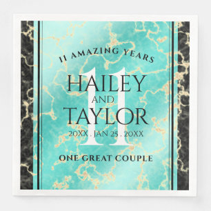 Serviette En Papier 11ème anniversaire de Mariage turquoise