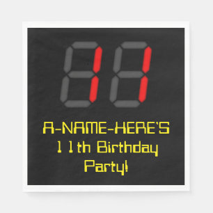 Serviette En Papier 11ème anniversaire : Rouge Digital Horloge Style "