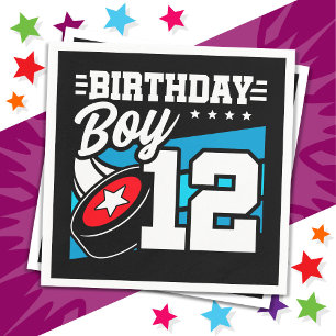 Serviette En Papier 12 ans de la partie de hockey thème 12e anniversai