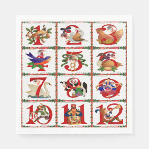 Serviette En Papier 12 Jours De Caillebotte De Noël Imprimer Papier Se