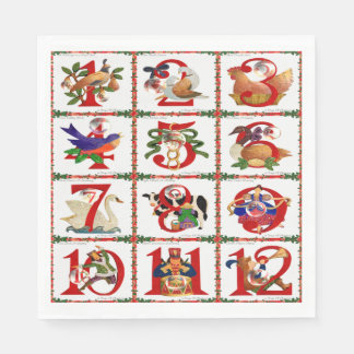 Serviette En Papier 12 Jours De Caillebotte De Noël Imprimer Papier Se