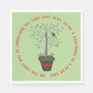 Serviette En Papier 12 jours de perdrix de Noël dans un arbre à poires