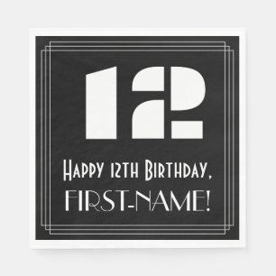 Serviette En Papier 12ème anniversaire : Art Déco Inspiré Look "12" +