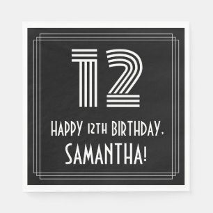 Serviette En Papier 12ème anniversaire : Art Déco Inspiré Look "12" + 
